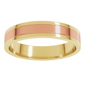 14K Yellow Or White Or Rose Gold Stepped-Edge Inlay Flat Band