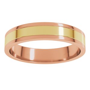 14K Yellow Or White Or Rose Gold Stepped-Edge Inlay Flat Band