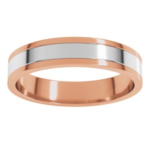 14K Yellow Or White Or Rose Gold Stepped-Edge Inlay Flat Band
