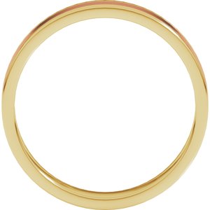 14K Yellow Or White Or Rose Gold Stepped-Edge Inlay Flat Band