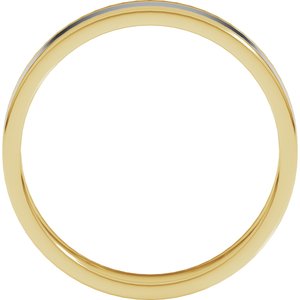 14K Yellow Or White Or Rose Gold Stepped-Edge Inlay Flat Band
