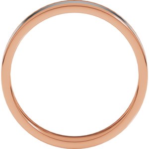 14K Yellow Or White Or Rose Gold Stepped-Edge Inlay Flat Band