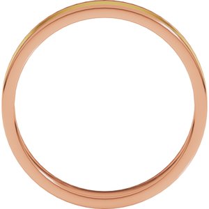 14K Yellow Or White Or Rose Gold Stepped-Edge Inlay Flat Band