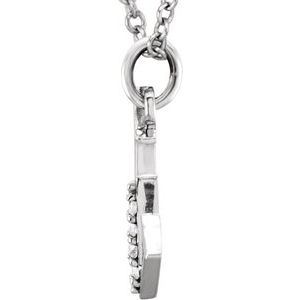 14K White Gold Initial W Round 1 Mm G-H I1 .02 Ctw Natural Diamond Initial Necklace, Length: 16 In