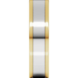 14K Yellow Or White Or Rose Gold Stepped-Edge Inlay Flat Band