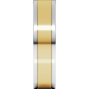 14K Yellow Or White Or Rose Gold Stepped-Edge Inlay Flat Band