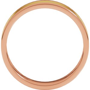 14K Yellow Or White Or Rose Gold Stepped-Edge Inlay Flat Band