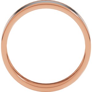14K Yellow Or White Or Rose Gold Stepped-Edge Inlay Flat Band