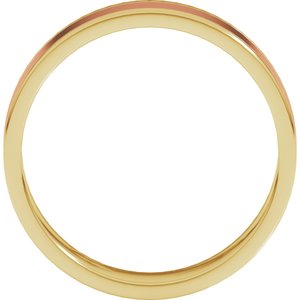 14K Yellow Or White Or Rose Gold Stepped-Edge Inlay Flat Band