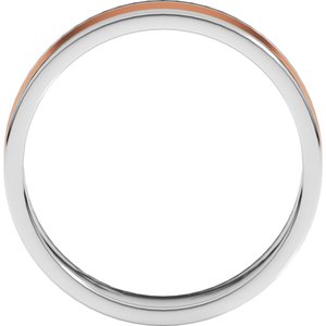 14K Yellow Or White Or Rose Gold Stepped-Edge Inlay Flat Band