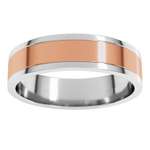 14K Yellow Or White Or Rose Gold Stepped-Edge Inlay Flat Band