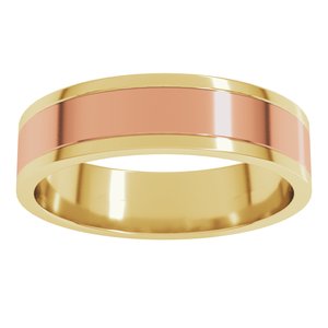14K Yellow Or White Or Rose Gold Stepped-Edge Inlay Flat Band