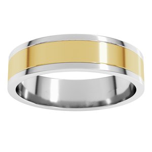 14K White/Yellow Gold 5 Mm Standard Standard Weight Flat Grooves Size 7.5