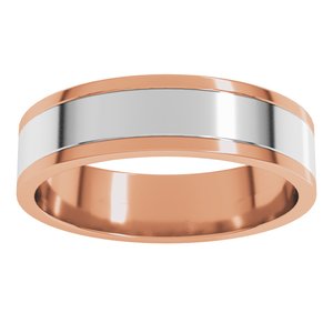 14K Yellow Or White Or Rose Gold Stepped-Edge Inlay Flat Band