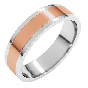 14K Yellow Or White Or Rose Gold Stepped-Edge Inlay Flat Band