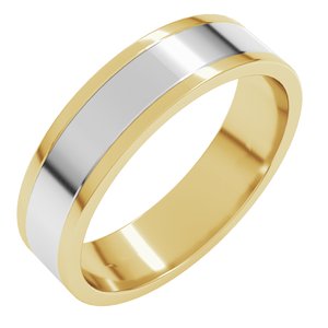 14K Yellow/White Gold  5 Mm Standard Standard Weight Flat Grooves Size 11
