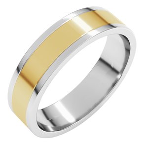 14K White/Yellow Gold 5 Mm Standard Standard Weight Flat Grooves Size 7.5