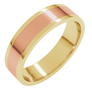 14K Yellow Or White Or Rose Gold Stepped-Edge Inlay Flat Band