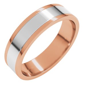 14K Yellow Or White Or Rose Gold Stepped-Edge Inlay Flat Band