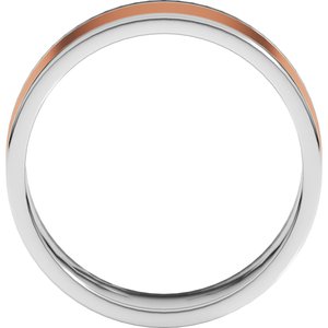 14K Yellow Or White Or Rose Gold Stepped-Edge Inlay Flat Band