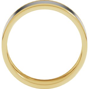 14K Yellow Or White Or Rose Gold Stepped-Edge Inlay Flat Band