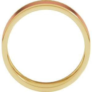 14K Yellow Or White Or Rose Gold Stepped-Edge Inlay Flat Band
