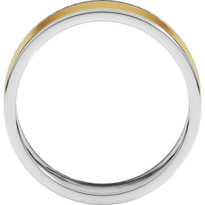 14K Yellow Or White Or Rose Gold Stepped-Edge Inlay Flat Band
