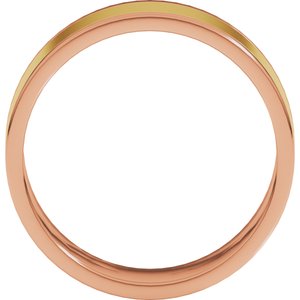 14K Yellow Or White Or Rose Gold Stepped-Edge Inlay Flat Band