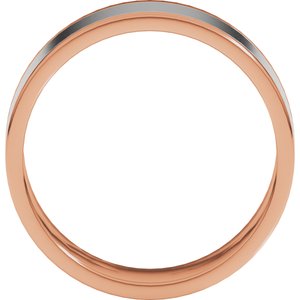 14K Yellow Or White Or Rose Gold Stepped-Edge Inlay Flat Band