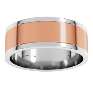14K Yellow Or White Or Rose Gold Stepped-Edge Inlay Flat Band