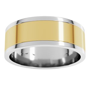 14K Yellow Or White Or Rose Gold Stepped-Edge Inlay Flat Band