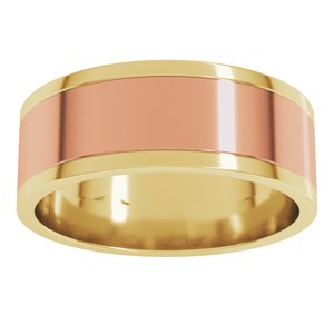 14K Yellow Or White Or Rose Gold Stepped-Edge Inlay Flat Band