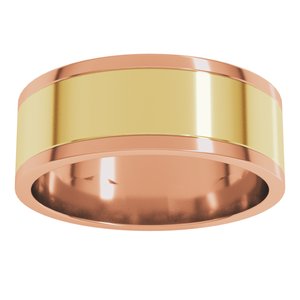 14K Yellow Or White Or Rose Gold Stepped-Edge Inlay Flat Band