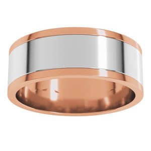 14K Yellow Or White Or Rose Gold Stepped-Edge Inlay Flat Band