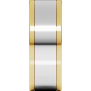 14K Yellow Or White Or Rose Gold Stepped-Edge Inlay Flat Band