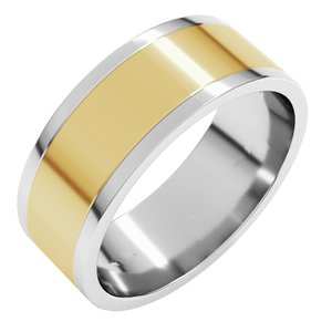 14K White/Yellow Gold 7 Mm Standard Standard Weight Flat Grooves Size 10