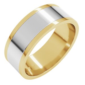 14K Yellow Or White Or Rose Gold Stepped-Edge Inlay Flat Band