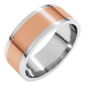 14K Yellow Or White Or Rose Gold Stepped-Edge Inlay Flat Band