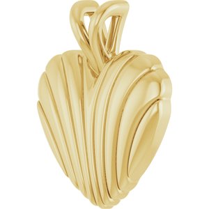 14K Yellow Gold 15.74 X 12.98 Mm Polished Ribbed Heart Pendant
