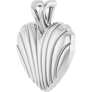 Sterling Silver 15.74 X 12.98 Mm Polished Ribbed Heart Pendant