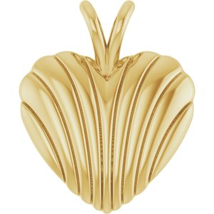 14K Yellow Gold 15.74 X 12.98 Mm Polished Ribbed Heart Pendant
