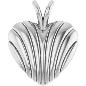 14K White Gold 15.74 X 12.98 Mm Polished Ribbed Heart Pendant