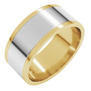 14K Yellow Or White Or Rose Gold Stepped-Edge Inlay Flat Band
