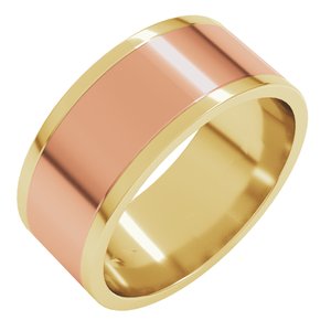 14K Yellow Or White Or Rose Gold Stepped-Edge Inlay Flat Band