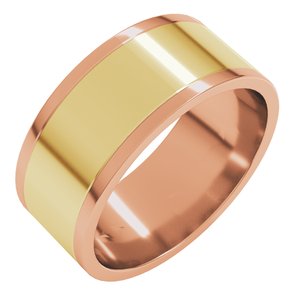 14K Yellow Or White Or Rose Gold Stepped-Edge Inlay Flat Band