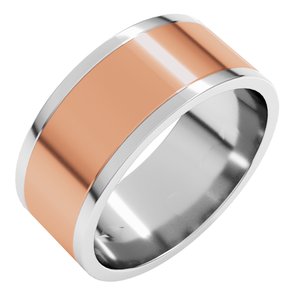 14K Yellow Or White Or Rose Gold Stepped-Edge Inlay Flat Band