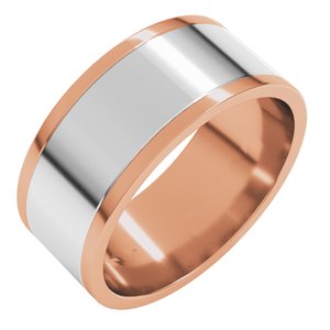 14K Yellow Or White Or Rose Gold Stepped-Edge Inlay Flat Band