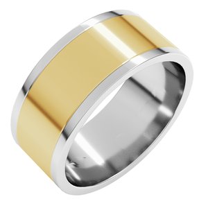 14K White/Yellow Gold 8 Mm Standard Standard Weight Flat Grooves Size 10.5