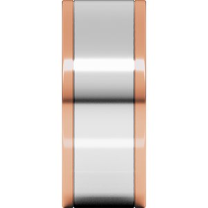 14K Yellow Or White Or Rose Gold Stepped-Edge Inlay Flat Band
