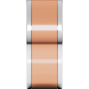 14K Yellow Or White Or Rose Gold Stepped-Edge Inlay Flat Band